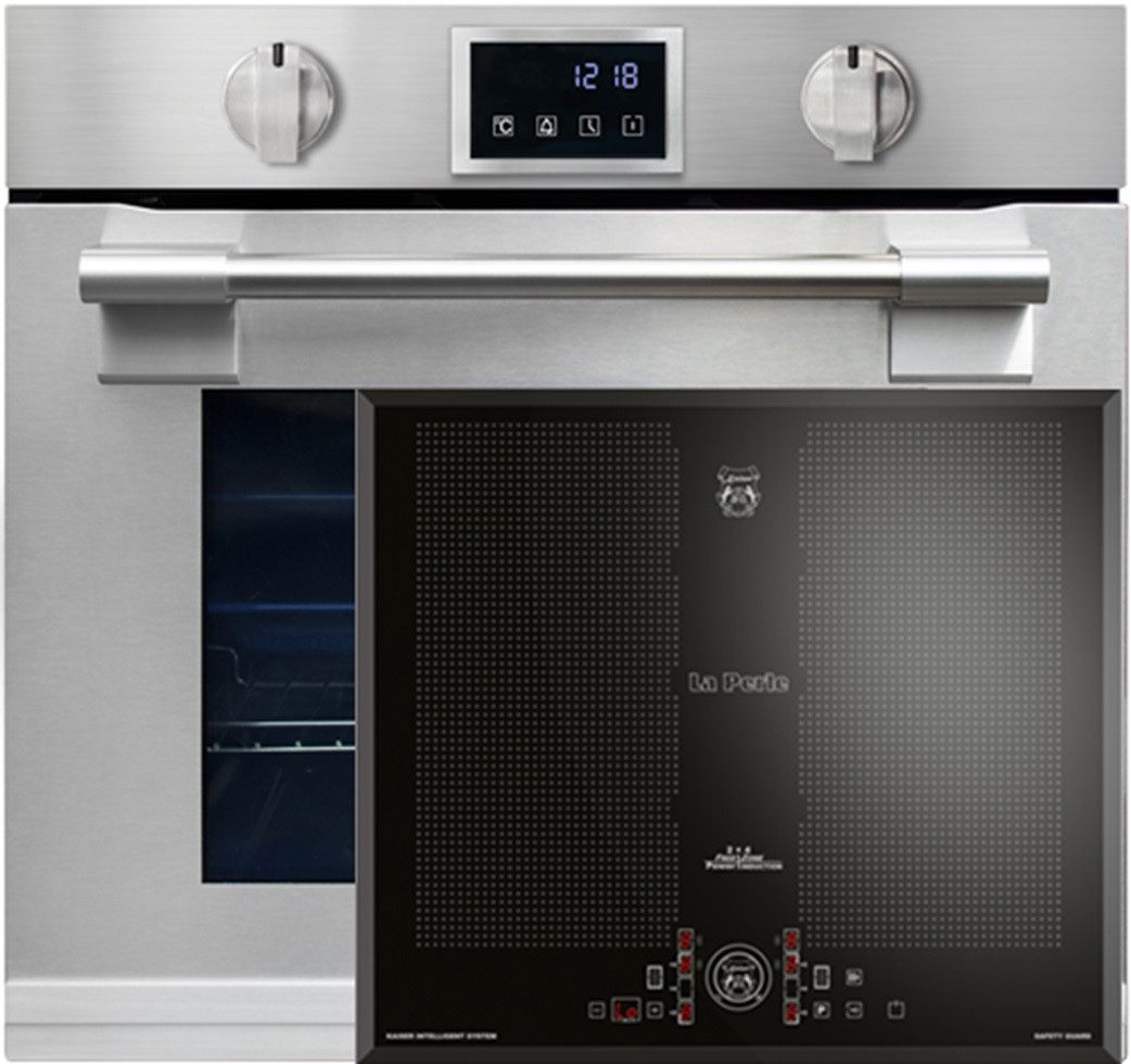 Backofen-Set Herd Set Autark Einbaubackofen XXL 86L, mit Pyrolyse & AirFry, Touchdisplay, Drehknebel, 11 Funktionen mit Induktions-Kochfeld 60 cm FREE ZONE mit 2 FLEX Induktions-Zonen EH 6339+KCT 61 FI.