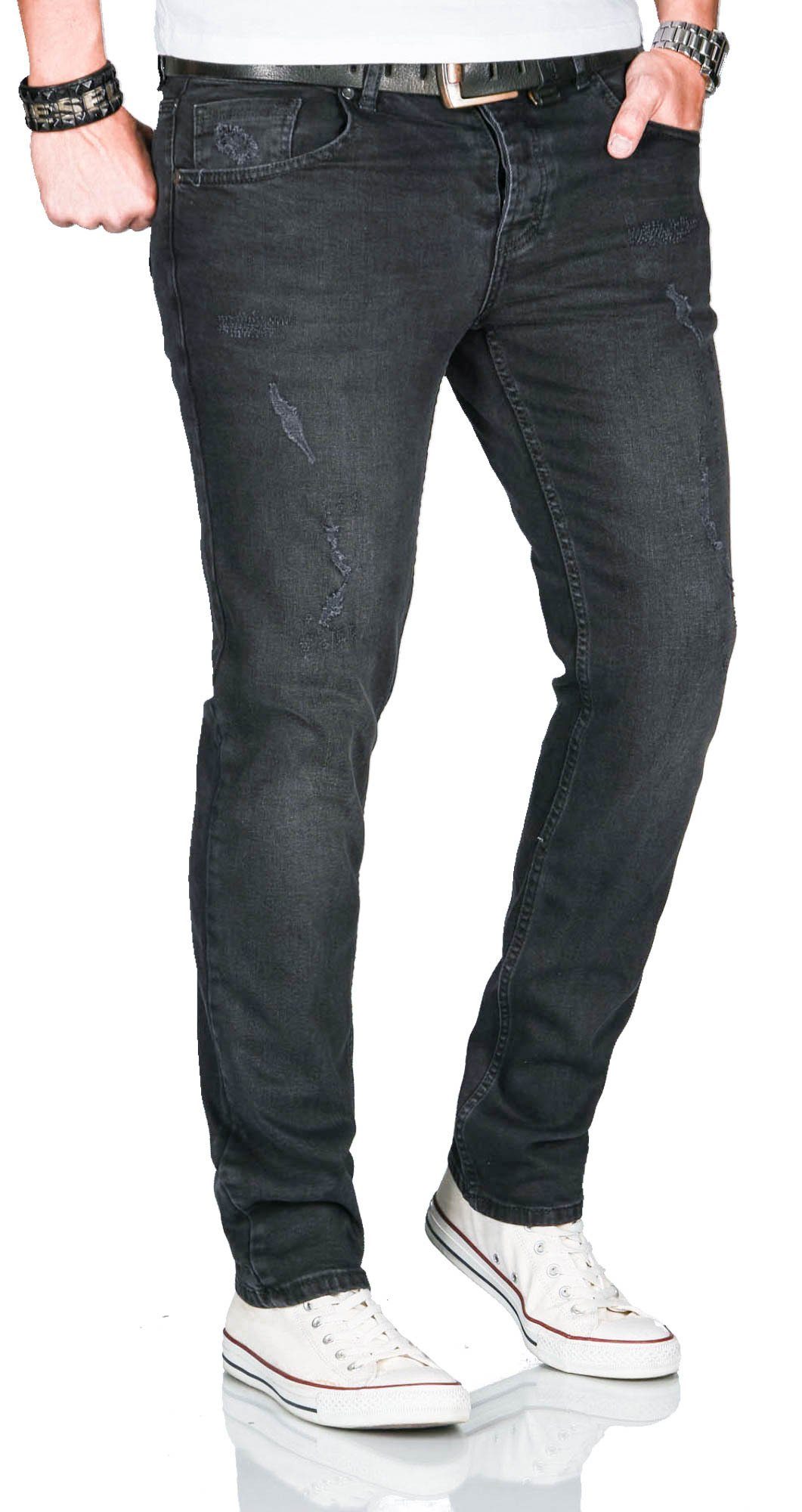 Alessandro Salvarini Slim-fit-Jeans ASCatania mit Elasthan - used Schwarz look Effekt Used mit 2% AS-165 und