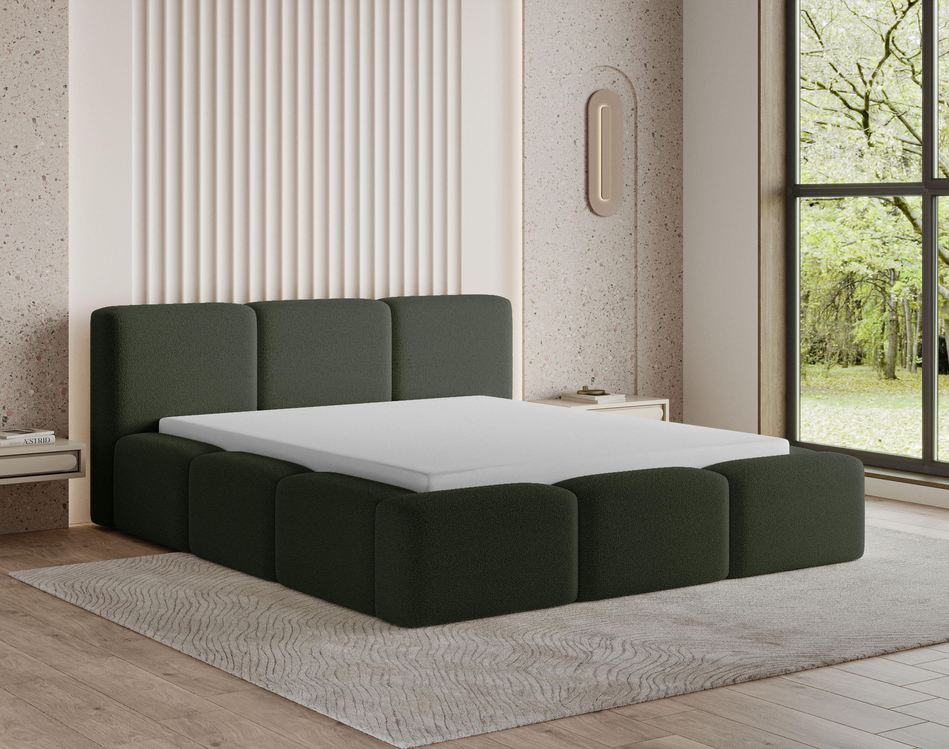 Chilly Möbel Polsterbett Bouclé Stoff mit Stauraum und Hubfunktion Holzrahmen (Boxbett ohne Matratze in vielen Farben, 140x200 160x200 180x200 200x200cm), gepolstertem Kopfteil Bettkasten modern