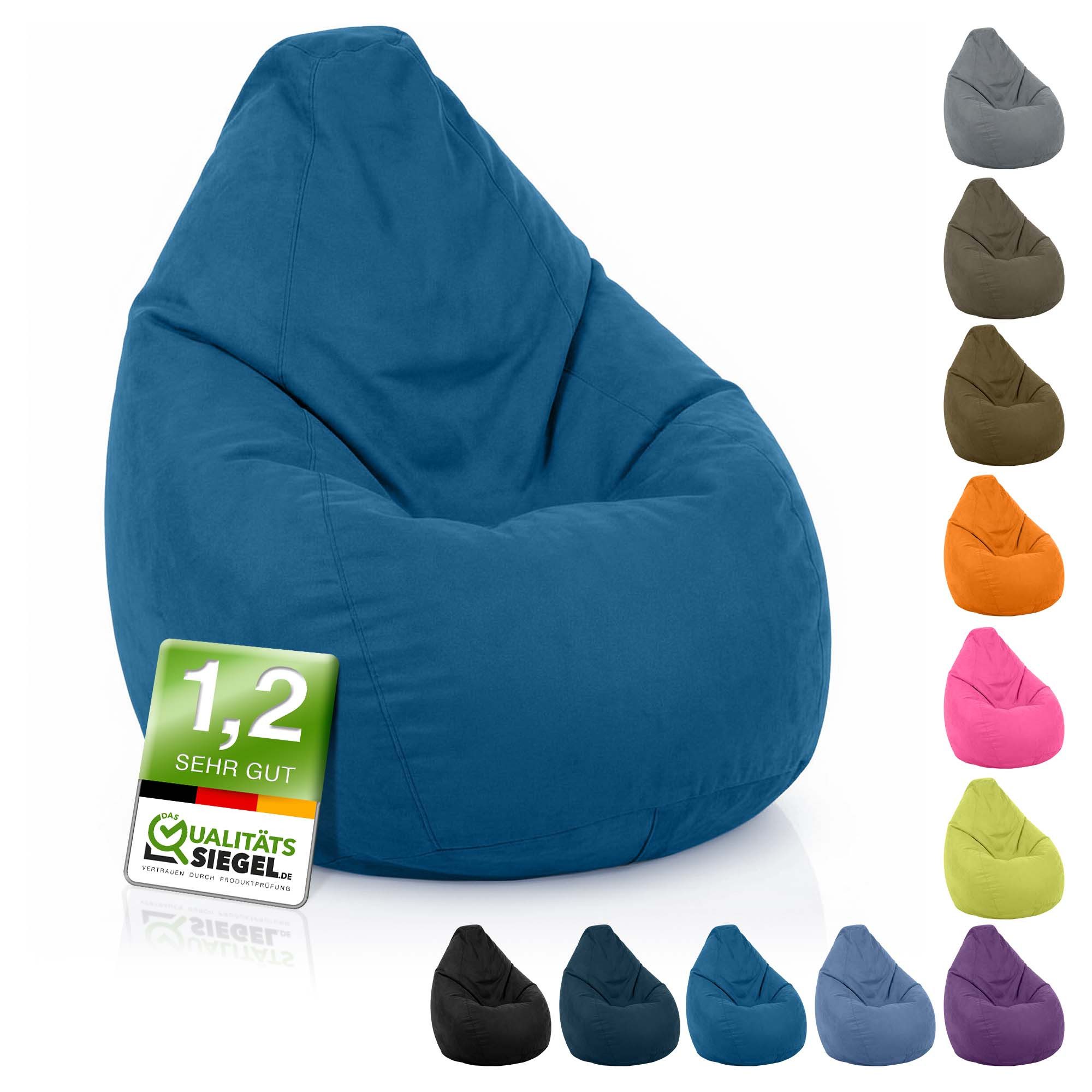 Green Bean Sitzsack Kinder Sitzsack Drop 60x60x90cm (mit Rückenlehne 60x60x90cm - Indoor Sitzkissen 220L EPS-Perlen Füllung, Kuschelig Waschbar), Bean Bag Bodenkissen Lounge Chair Sitzhocker Kindersitzsack