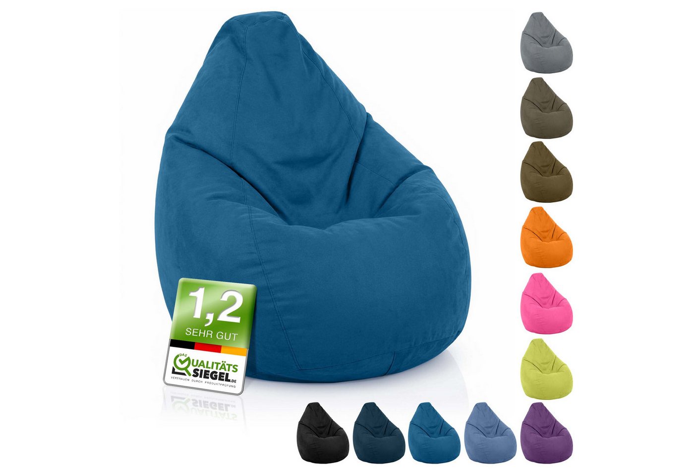 Green Bean Sitzsack Kinder Sitzsack Drop 60x60x90cm (mit Rückenlehne 60x60x90cm - Indoor Sitzkissen 220L EPS-Perlen Füllung, Kuschelig Waschbar), Bean Bag Bodenkissen Lounge Chair Sitzhocker Kindersitzsack