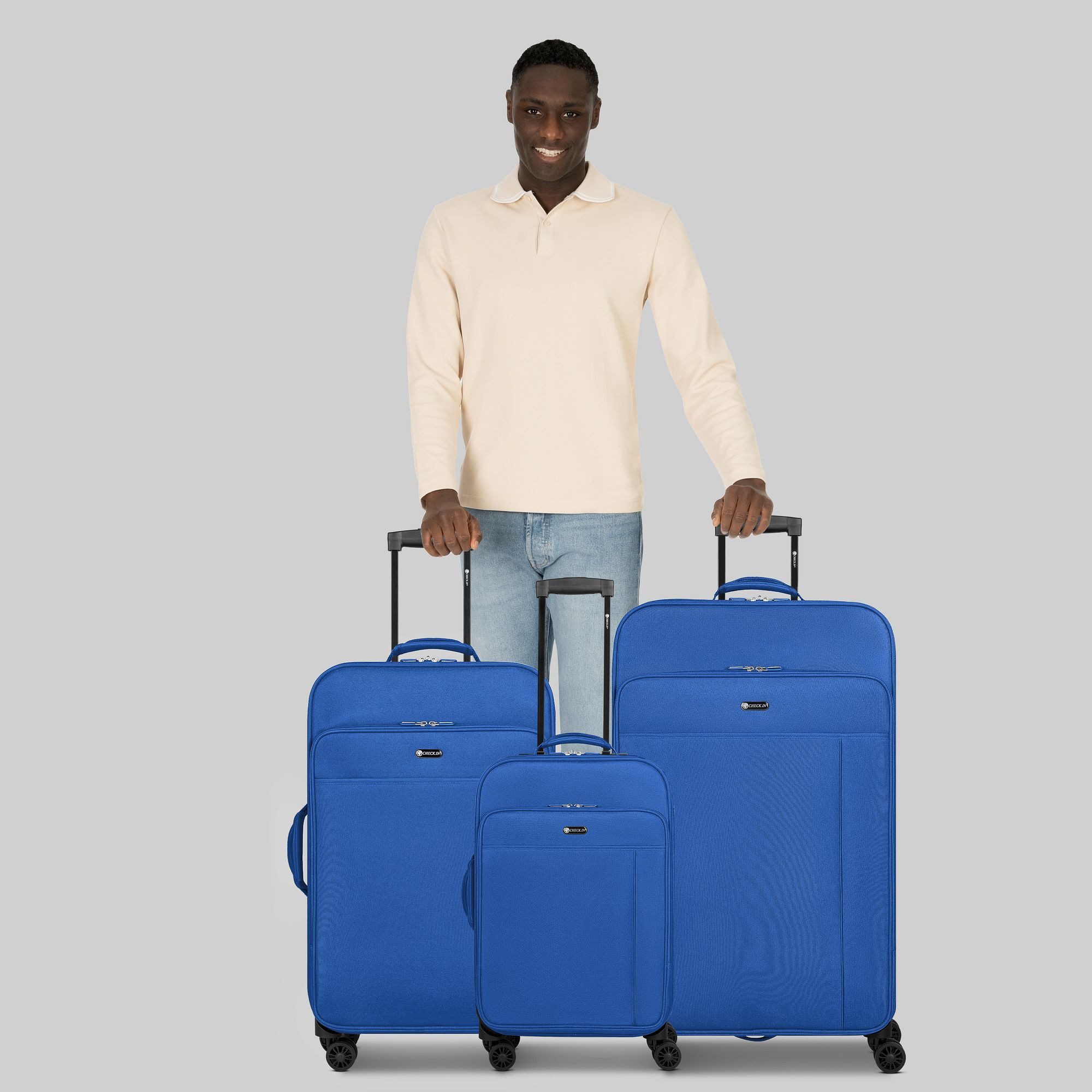 CHECK.IN® Trolleyset Sevilla 2.0, 4 Rollen, (3-teilig, 3 tlg), Polyester