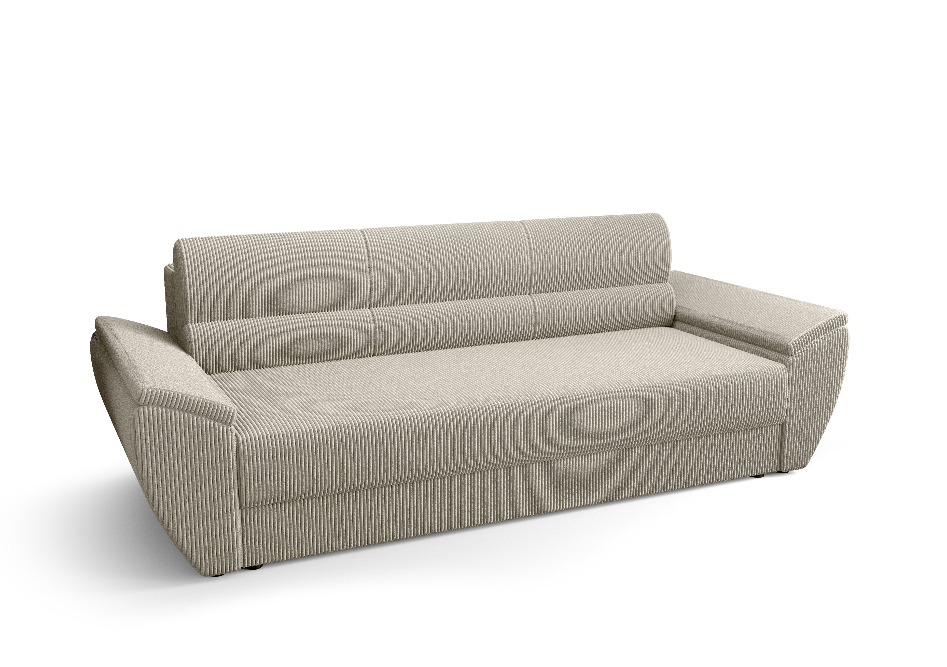 BIS Schlaffunktion Bettkasten mit Weiß pressiode und Schlafsofa, Sofa REBI COUCH 240cm