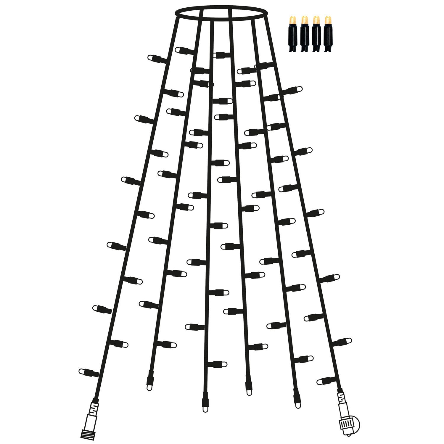 STAR TRADING LED-Baummantel System 24 LED Weihnachtsbaum Lichterkette 1,8m koppelbar ohne Trafo, 84-flammig