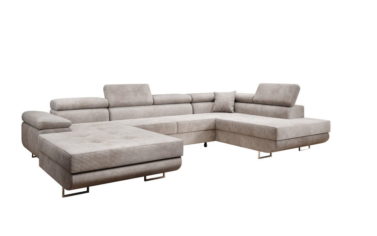 Luxusbetten24 Schlafsofa Designer Sofa Lago Cord, mit Stauraum und Schlaffunktion