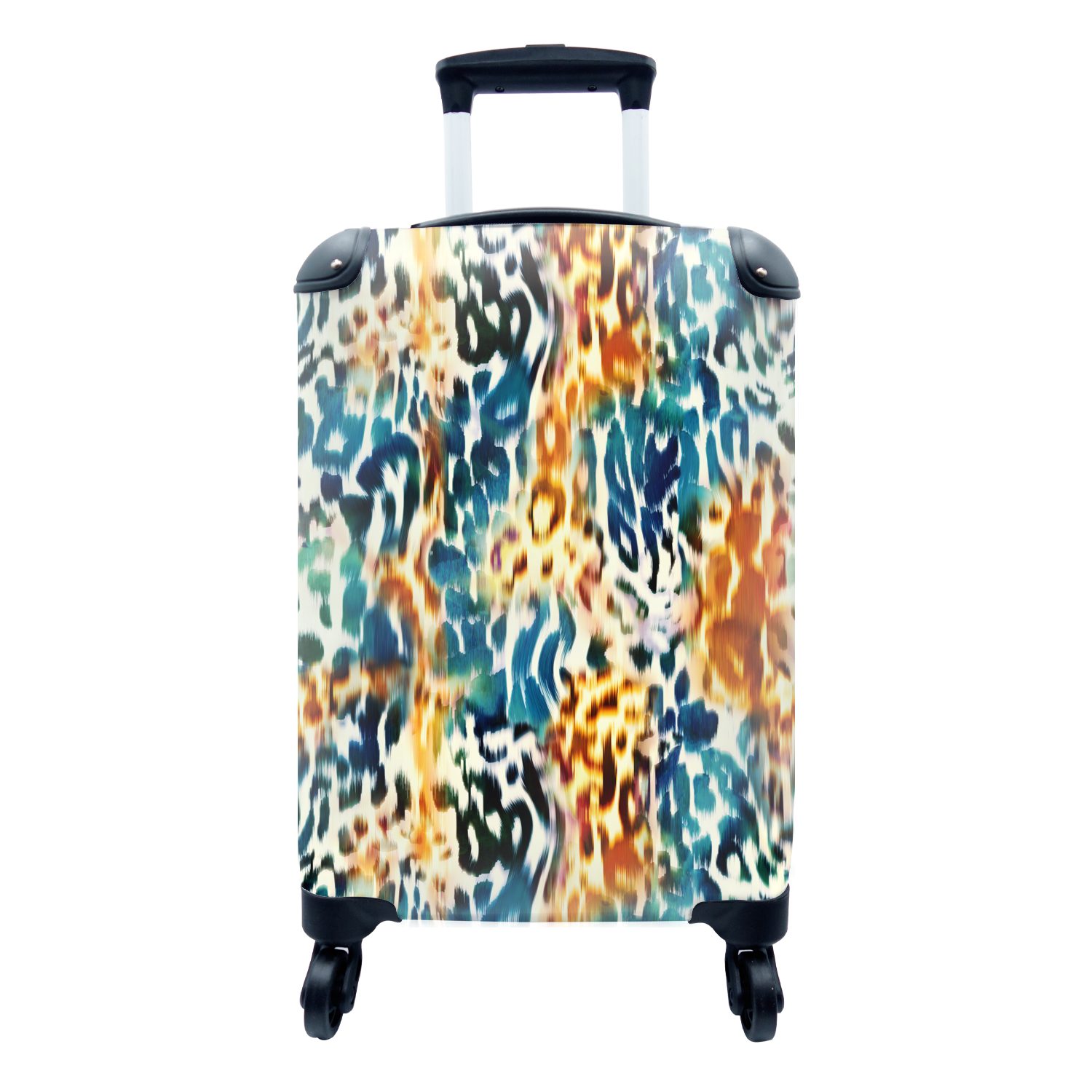 Reisekoffer Reisetasche Handgepäckkoffer - Handgepäck Trolley, Blau Ferien, für mit 4 Tiermuster MuchoWow rollen, - Rollen, Orange - Muster,