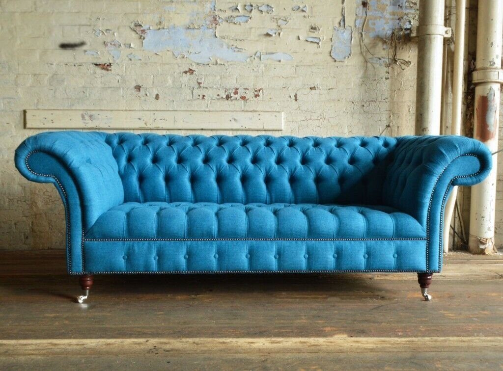 Luxus Garnitur JVmoebel Chesterfield-Sofa, Sitz Polster Sofa Chesterfield Couch Leder Design