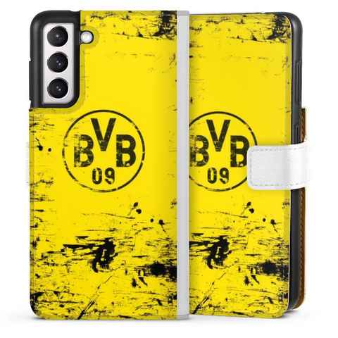 DeinDesign Handyhülle Borussia Dortmund Offizielles Lizenzprodukt BVB BVB Destroyed Look, Samsung Galaxy S21 5G Hülle Handy Flip Case Wallet Cover