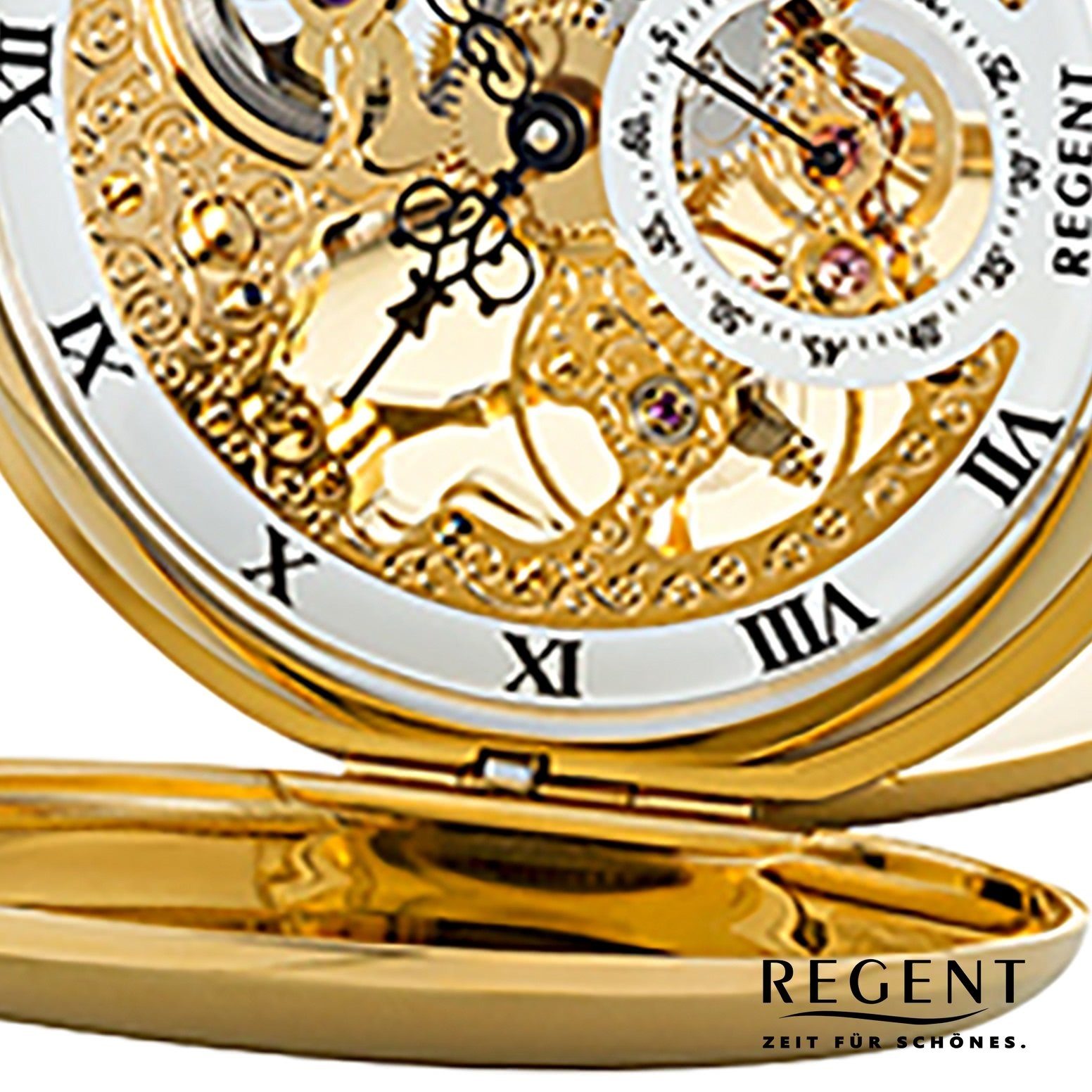 Regent Taschenuhr Regent Herren Taschenuhr Analog, (Analoguhr), Herren Taschenuhr rund, groß (ca. 53mm), Edelstahl, Elegant