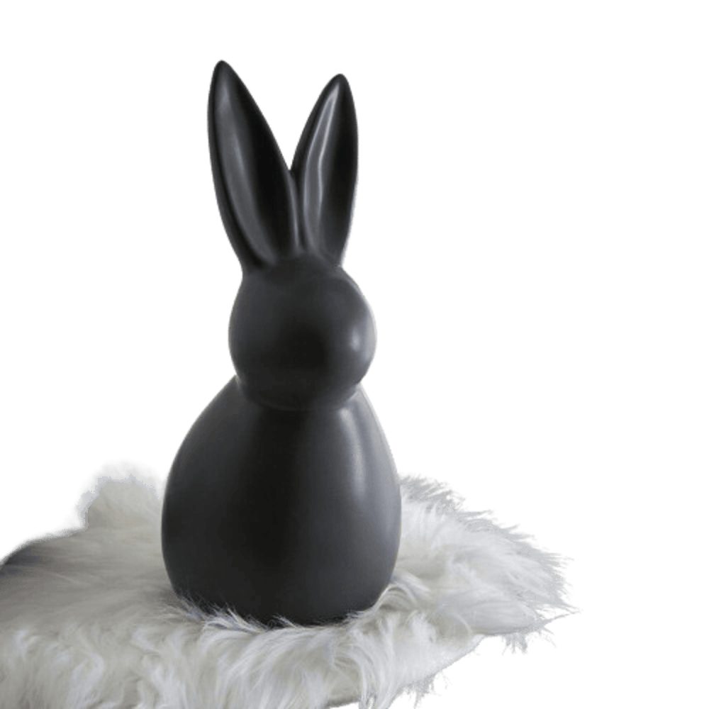 Osterhase Hase Schwarz Deko Figur Osterhase Ostern Tischdeko Porzellan Skulptur
