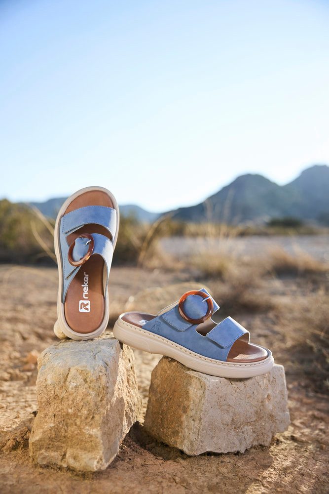 Rieker Pantolette Sommerschuh, Hausschuh, Strandschuh mit Klettriemchen