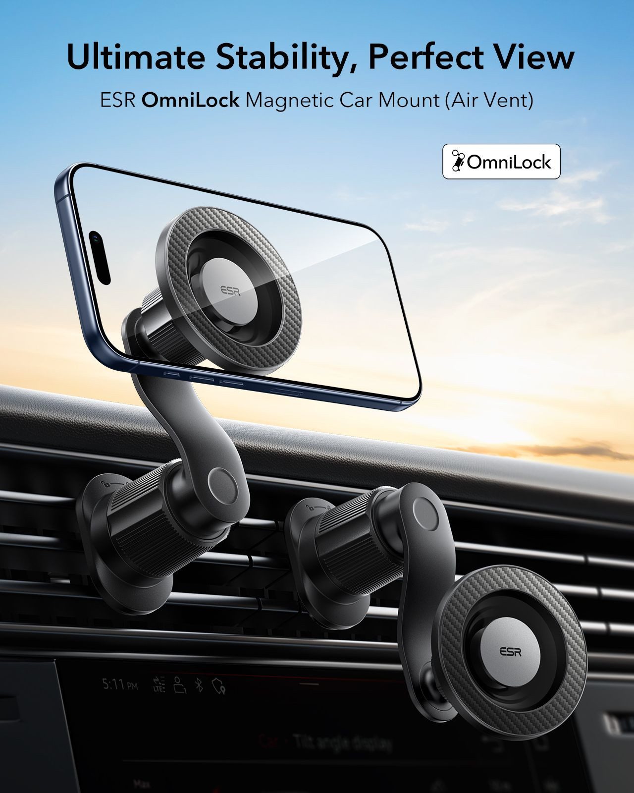 ESR Handy-Halterung OmniLock Magnetic Car Mount für Lüftungsschlitze, (für 10-32mm Lüftungsschlitzen, 360° Drehfunktion) – Bild 2 von 5