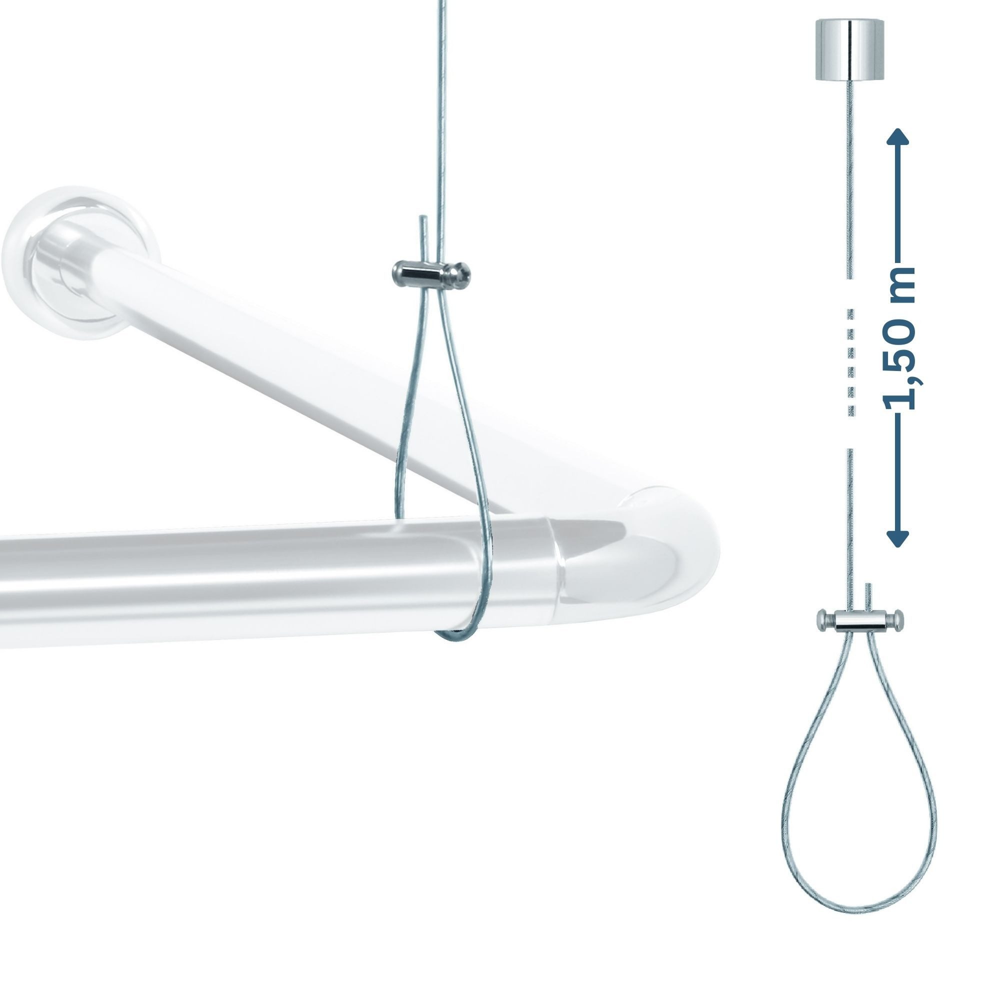 Libaro Duschvorhang stange Duschstange L-Form & U-Form Duschvorhangstange Badewanne Breite 160 cm, Universal-Set Duschvorhangstangen Badewannen Eck-Duschen L & U-Form