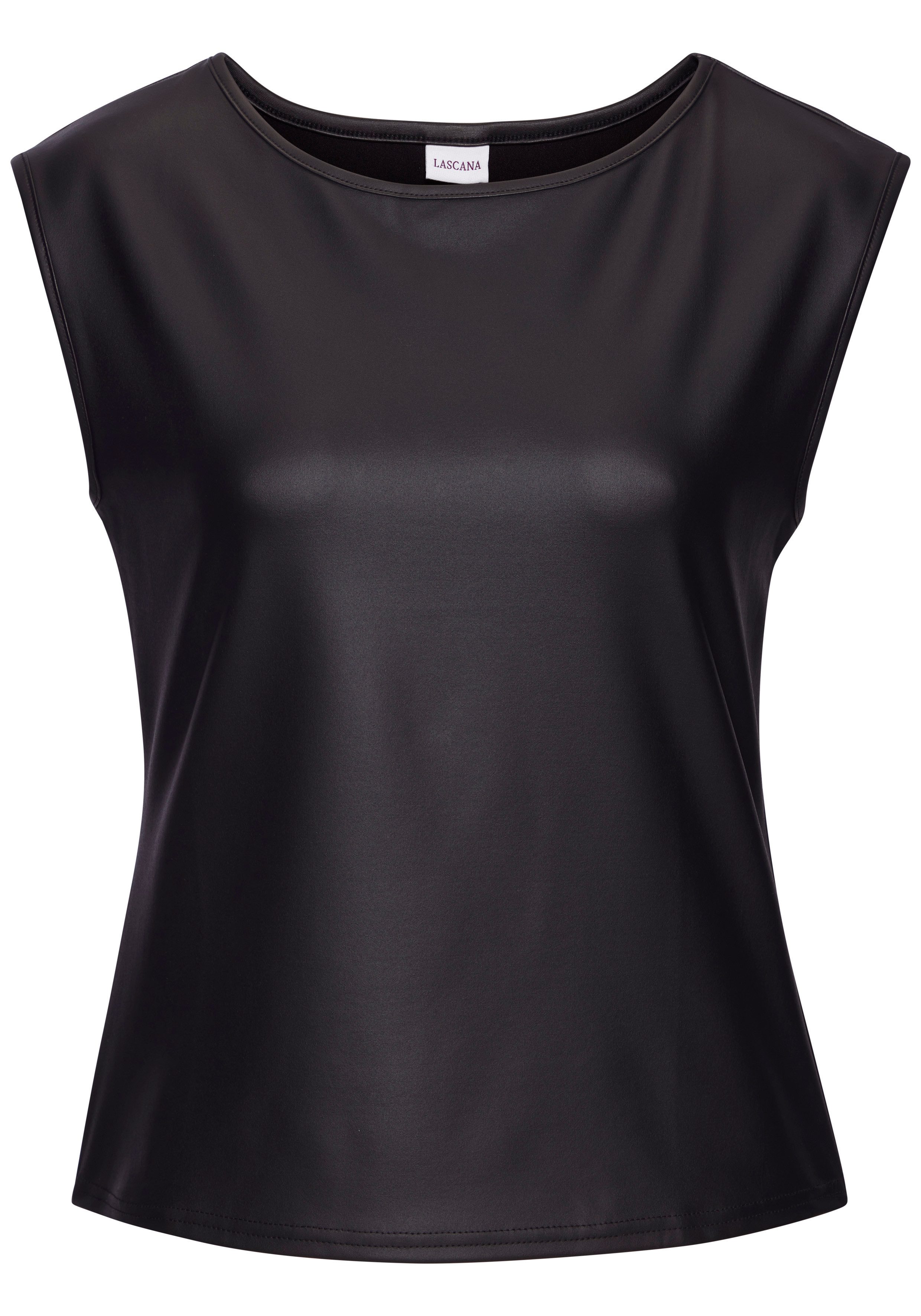 LASCANA Rundhalsshirt aus Lederimitat, Partytop