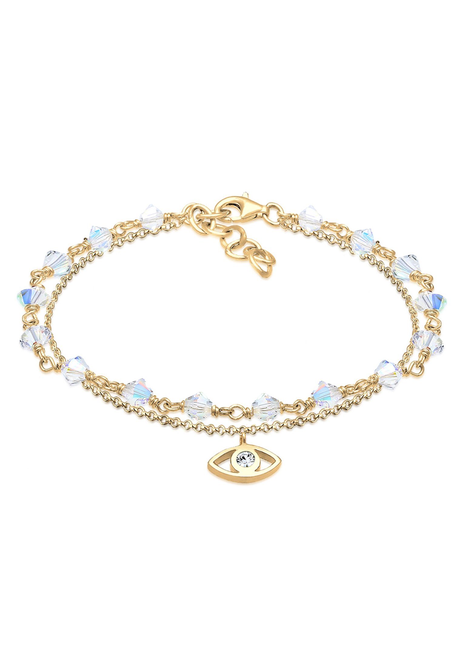 Armband Evil Eye Weiß 925 Silber vergoldet, mit Kristallen von Swarovski®