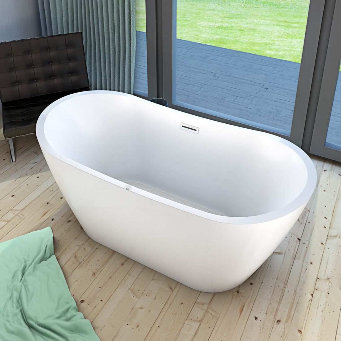 Thumbnail - AcquaVapore Whirlpool-Badewanne freistehende Badewanne Wanne F13 180x92cm Whirlpool Luftmassage, (1-tlg)