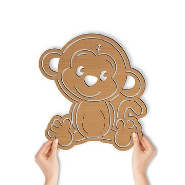 Namofactur LED Nachtlicht Affe - Dekoobjekt aus Holz mit Tier-Motiv für Kleinkinder, LED fest integriert, Warmweiß, Wanddekoobjekt, Wohnzimmer Leuchte, batteriebetrieben