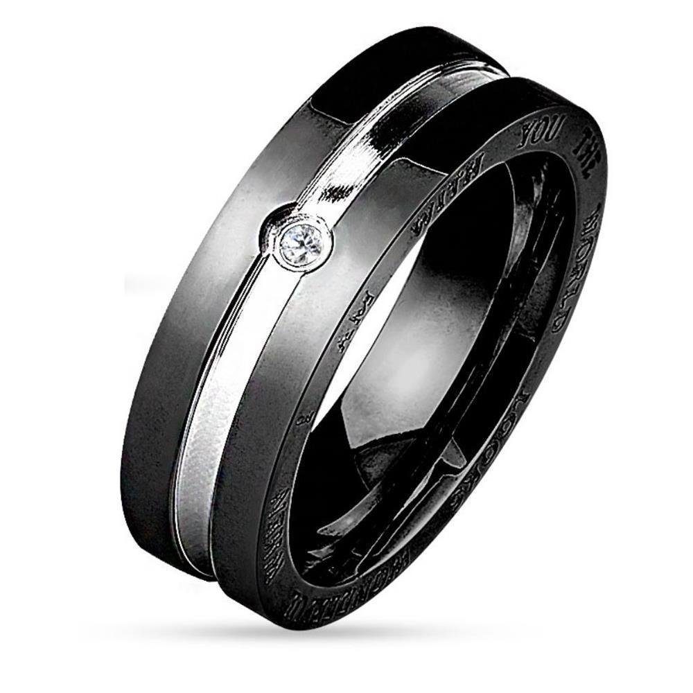 Fingerring Ring zweifarbig Paare Schwarz aus Edelstahl Unisex