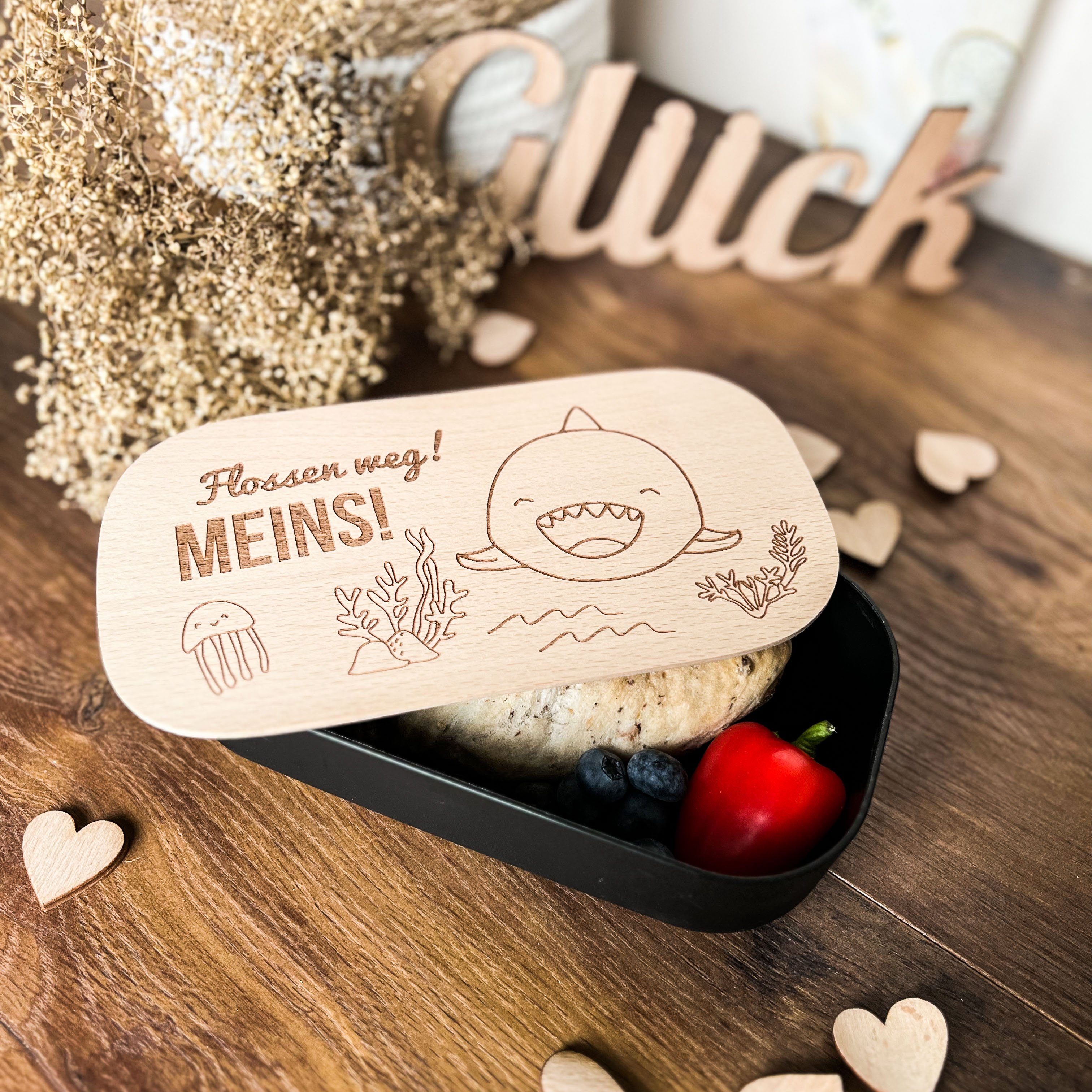Spruchreif® Lunchbox Lunchbox mit graviertem Holzdeckel