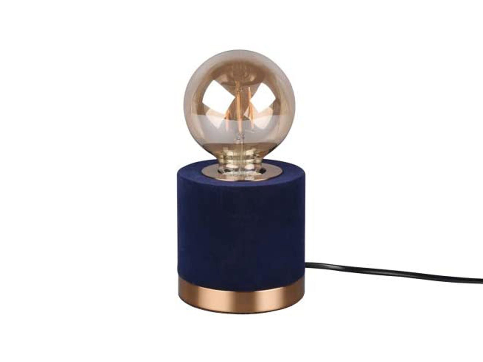 wechselbar, Lampenschirm Blau ausgefallen-e LED Nachttischlampe, klein-e Samt Vintage LED 11cm Höhe Fensterlampe Warmweiß, meineWunschleuchte