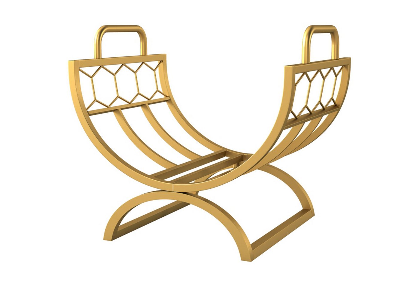 MC Star Kaminholzregal für innen 46 x 36 x 41cm Brennholzregal für Kamin Ofen Metall Gold