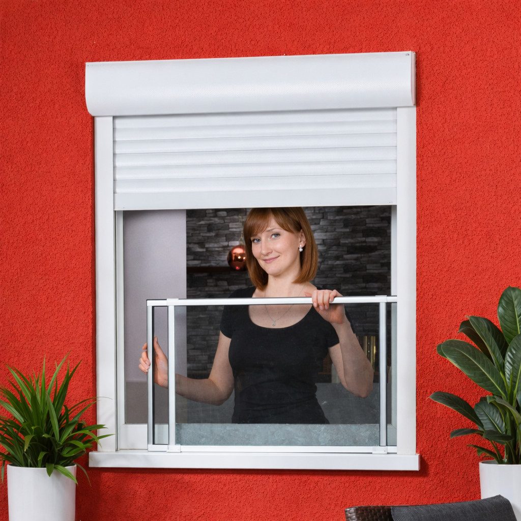 matrasa Insektenschutz-Fensterrahmen vormontiert für Fenster mit Rollladen – Fliegengitter ohne Bohren, Werkzeuglose Montage in 5 Minuten, Zum Einsetzen in die Rolloschienen