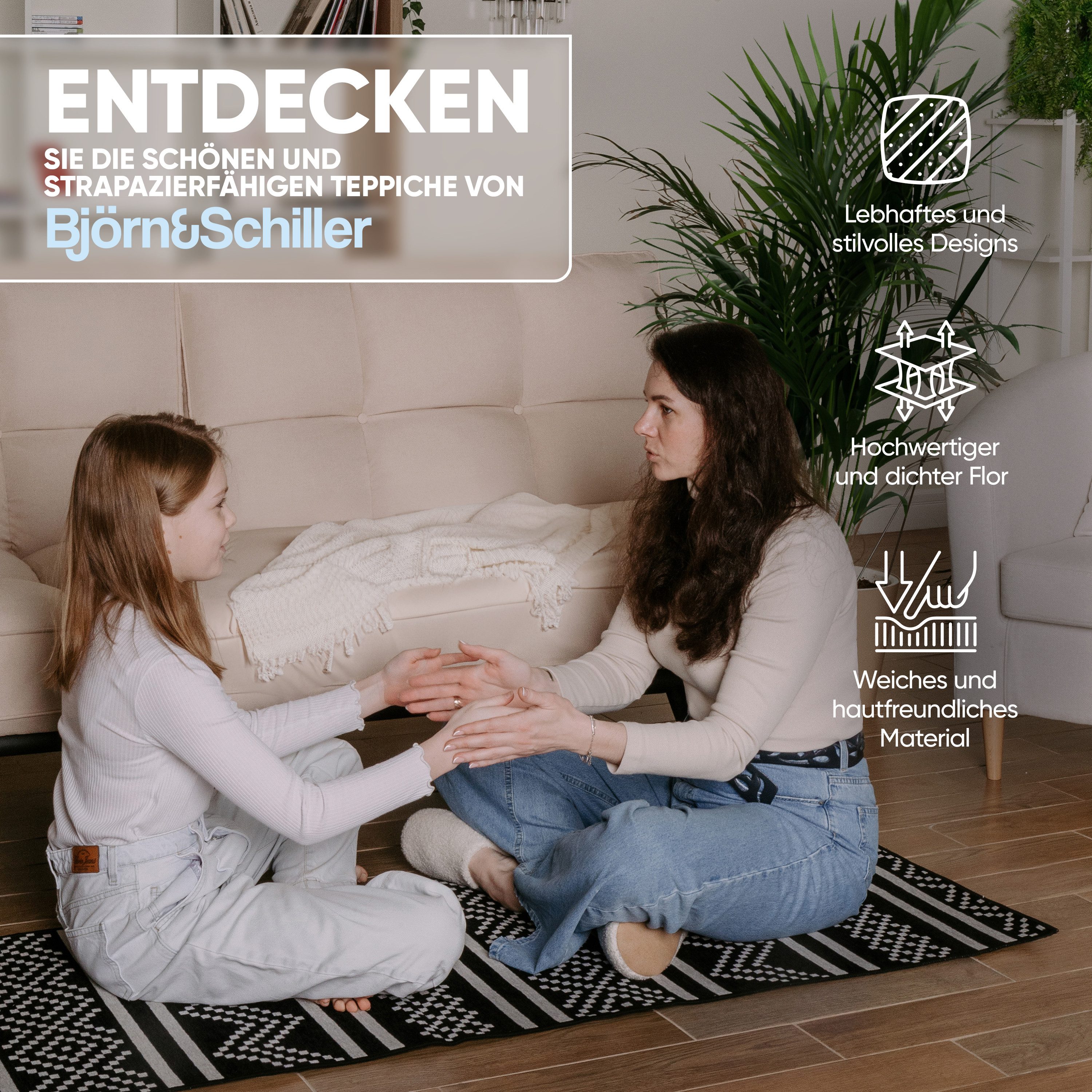 Björn&Schiller Läufer rutschfester Teppich 60x180 cm, 4 mm Dicke, moderner günstig online kaufen