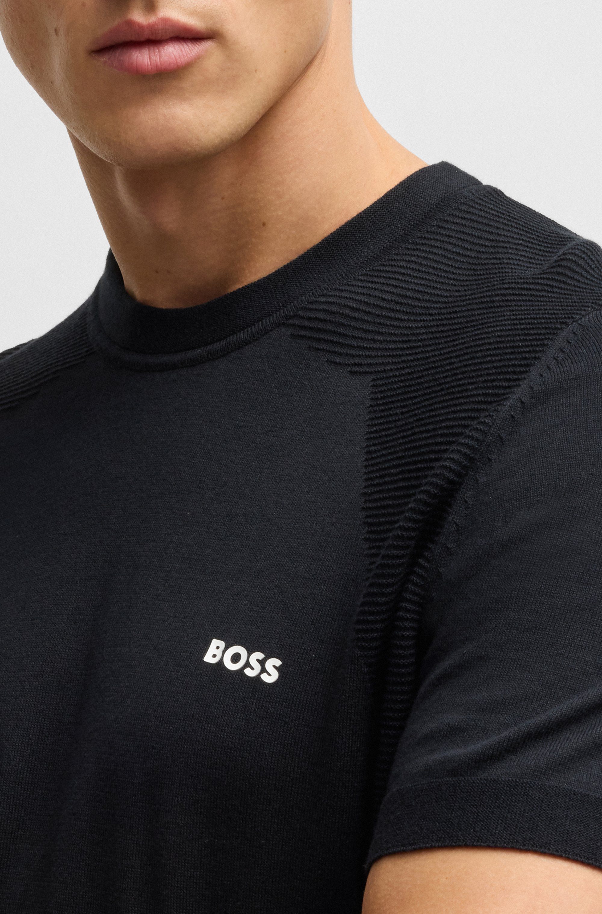 BOSS GREEN Rundhalspullover Momentum Lite T24 mit Strukturmix