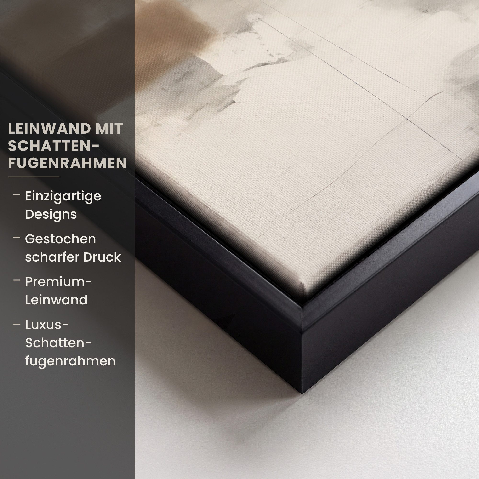 OneMillionCanvasses® Leinwandbild mit Rahmen - Abstrakte Kunst - Grau - Industriell, Fotodruck (1 St), Leinwand Bilder Klein, Wand Dekoration Aesthetic 20x20cm – Bild 3 von 5