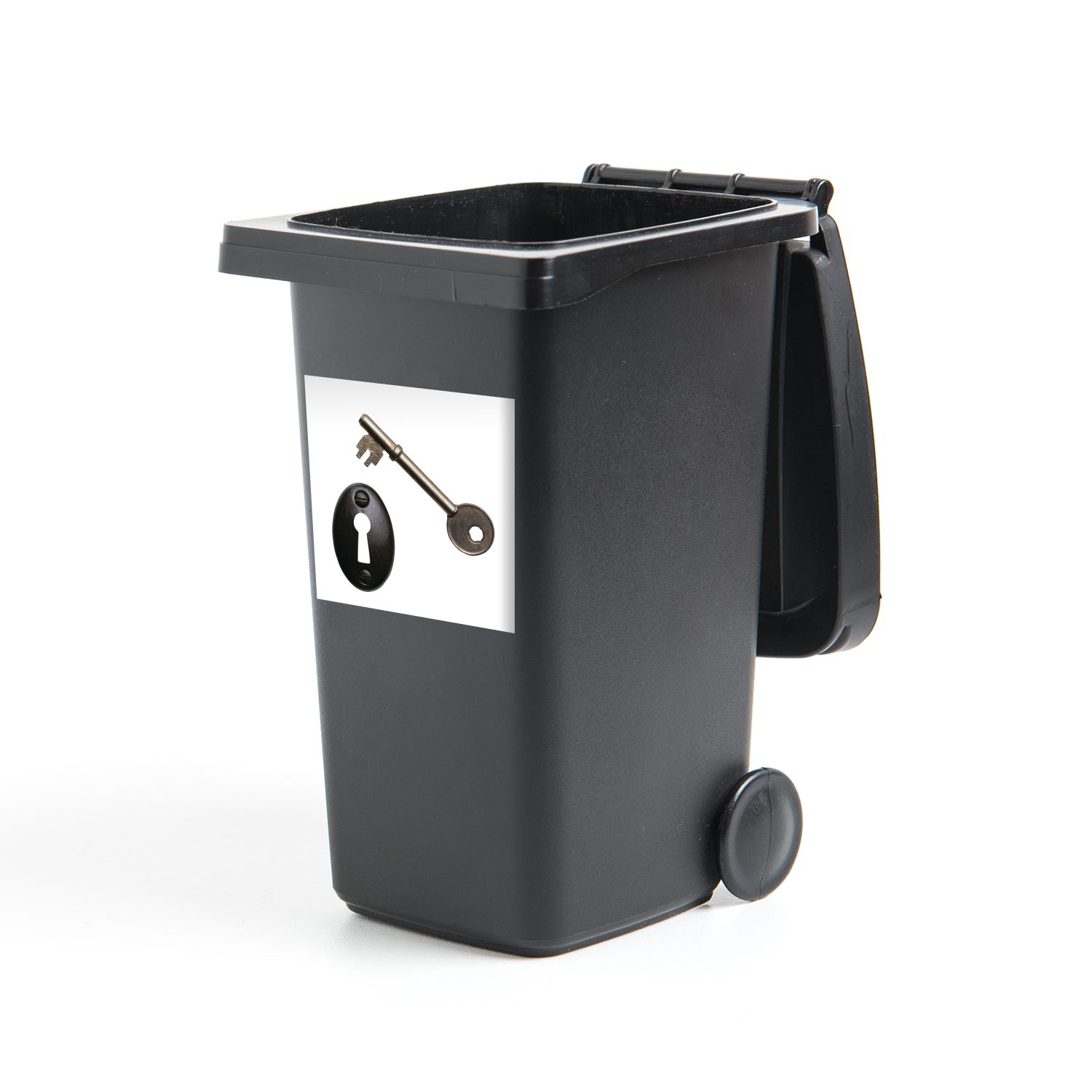 MuchoWow Wandsticker Schlüssel und Schlüsselloch Mülleimer-aufkleber, Mülltonne, (1 St), Container, Sticker, Abfalbehälter