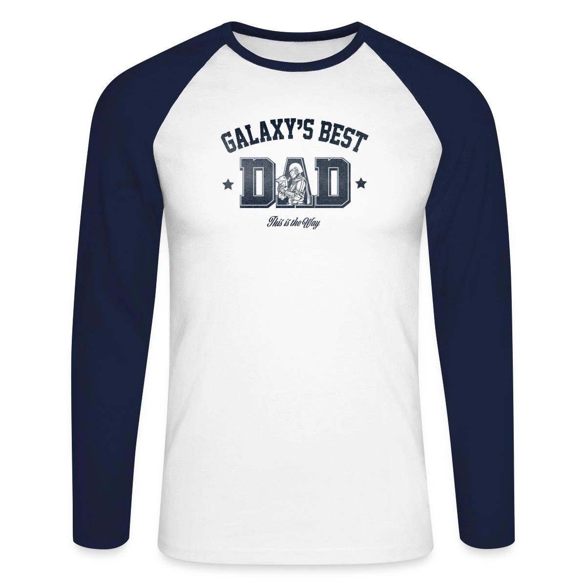 Spreadshirt T-Shirt Star Wars: Mandalorian Galaxies Best Dad Motiv Baseball Langarmshirt H (1-tlg)