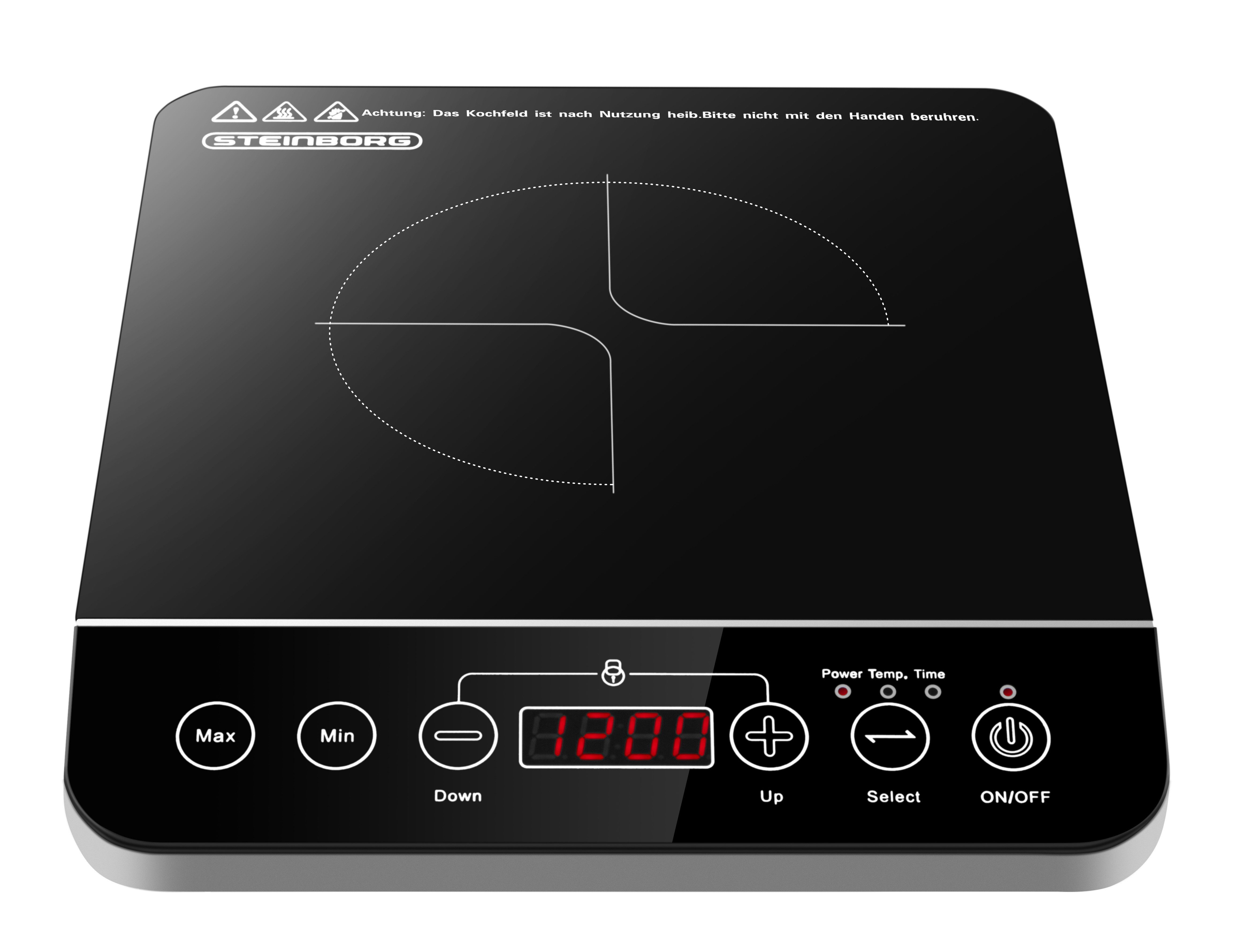 STEINBORG Einzel-Induktionskochplatte SB-2190, Kochplatten,Digitalanzeige,Touch-Bedienfeld,Überhitzungsschutz