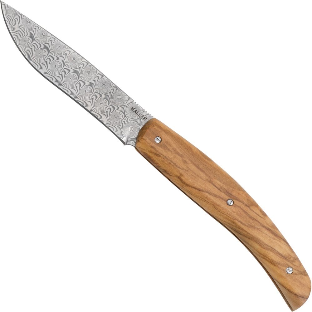 Schließmesser Damast Taschenmesser Messer Olivenholzgriff Slipjoint Haller