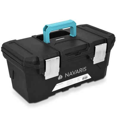 Navaris Werkzeugkoffer, Werkzeugkasten 16" Box leer - 40,6 x 22,1 x 18,7cm - 15 Liter Volumen - mit zwei Stahlschließen - Werkzeugbox Kiste ohne Werkzeug