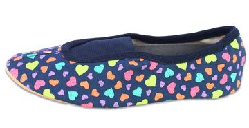 Beck Schläppchen Hearts mit Ristgummi Gymnastikschuh (Barfußschuhe, für schmale Füße und kleinere Kinder besonders geeignet, ab Gr. 18/19 erhältlich) atmungsaktive Baumwolle, rutschfeste Gummi-Sohle