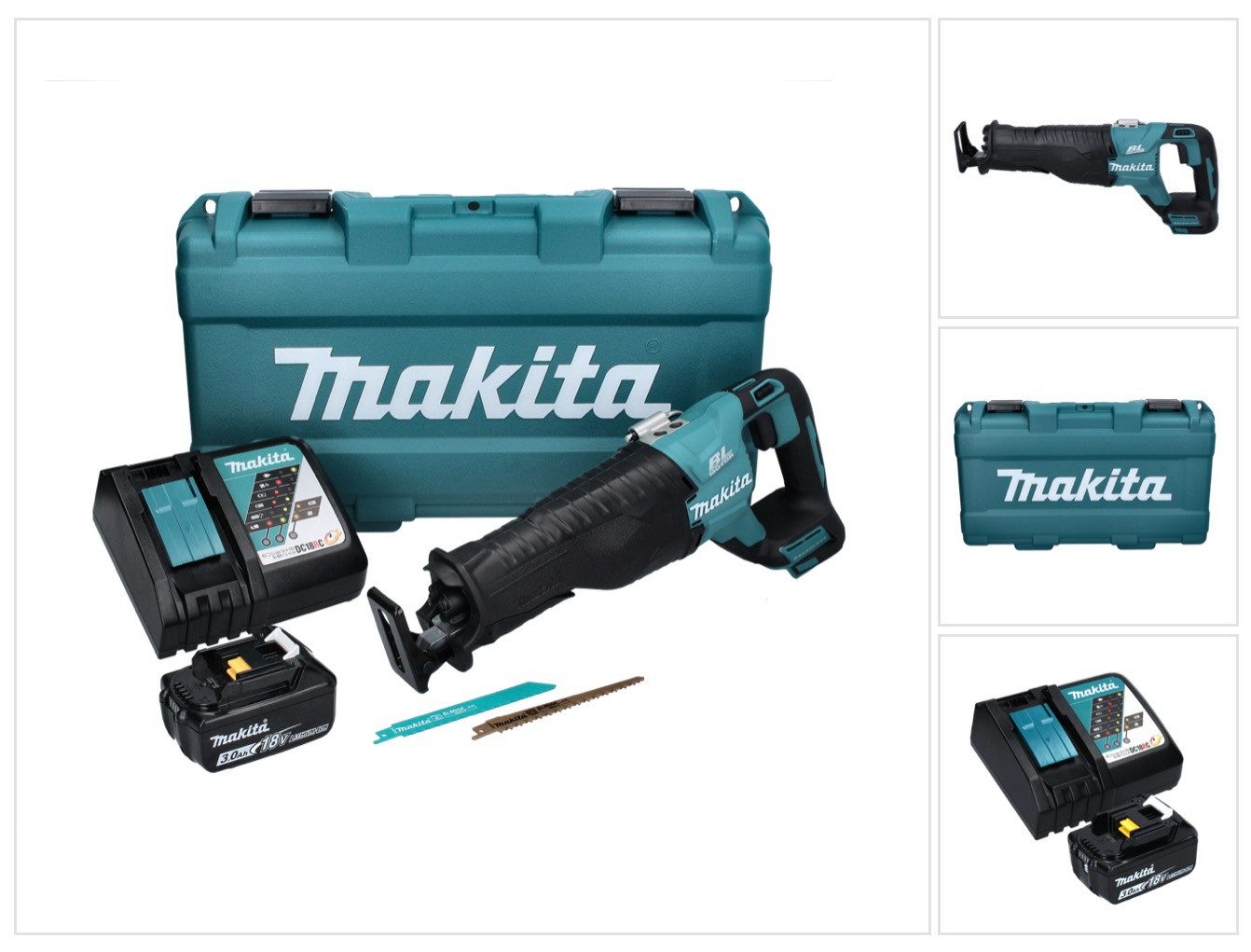 Makita Akku-Reciprosäge DJR 187 RF1K 18 V Brushless + 1x Akku 3,0 Ah + Ladegerät + Koffer