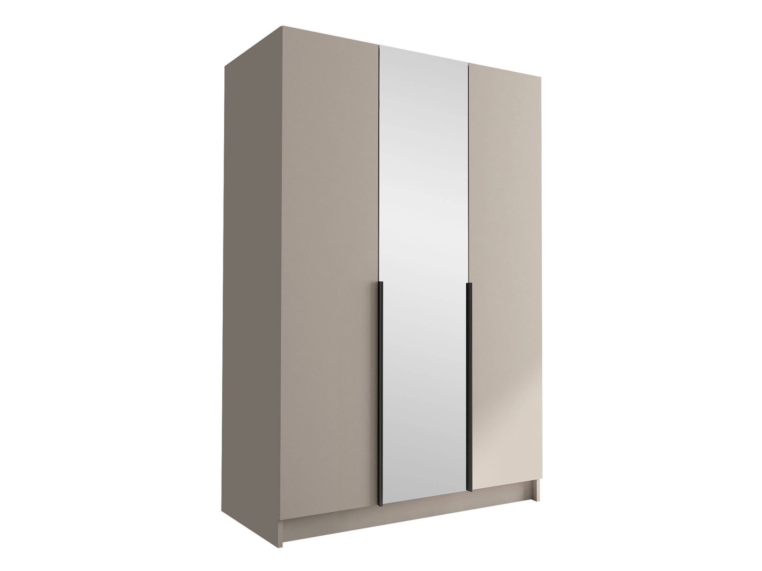 MIRJAN24 Kleiderschrank Calia II (mit drei Drehtüren) Kleiderstange, Metallgriffe, Frontspiegel