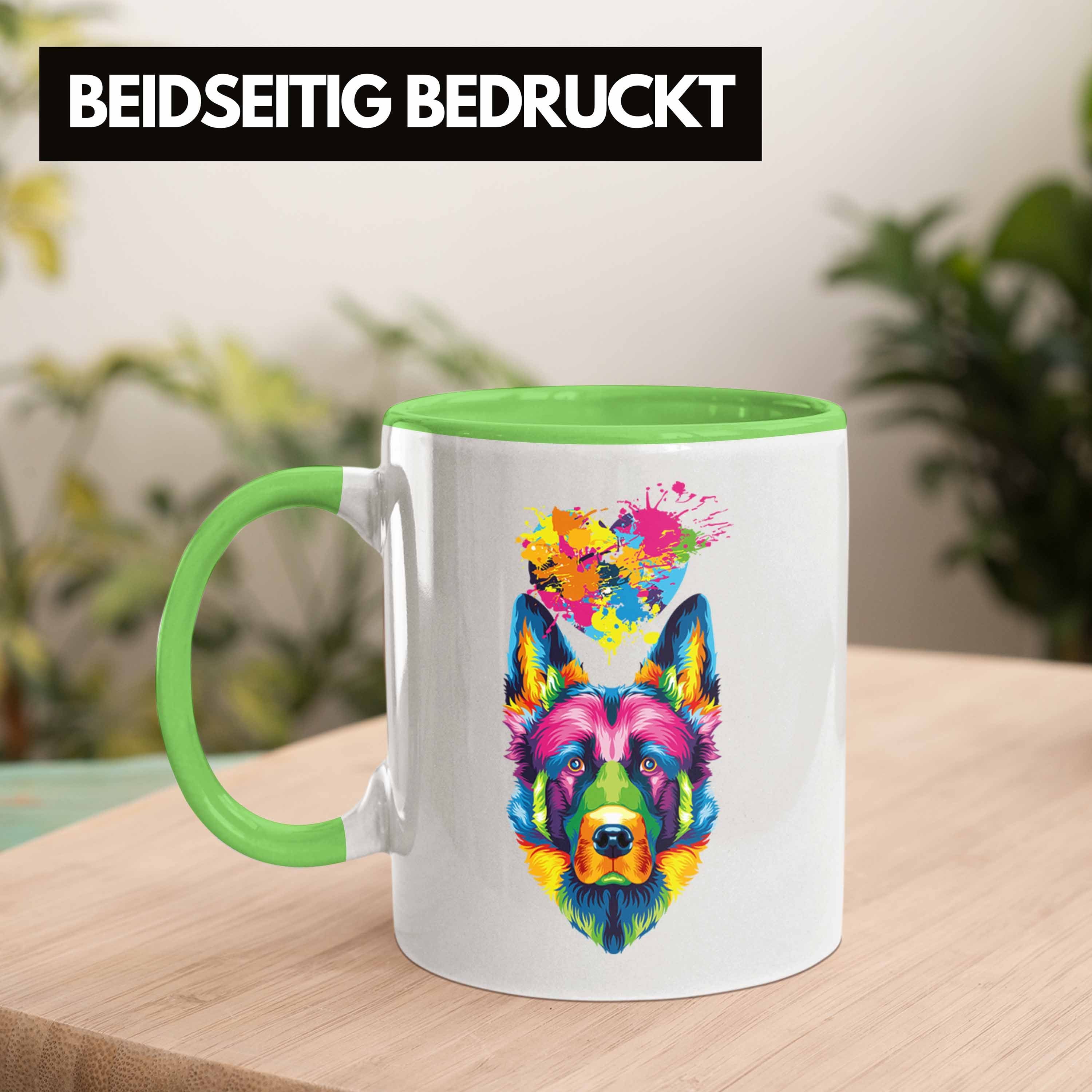 Tasse Schäferhund Farbe Geschen Herz Lustiger Spruch Trendation Besitzer Tasse Grün Geschenk