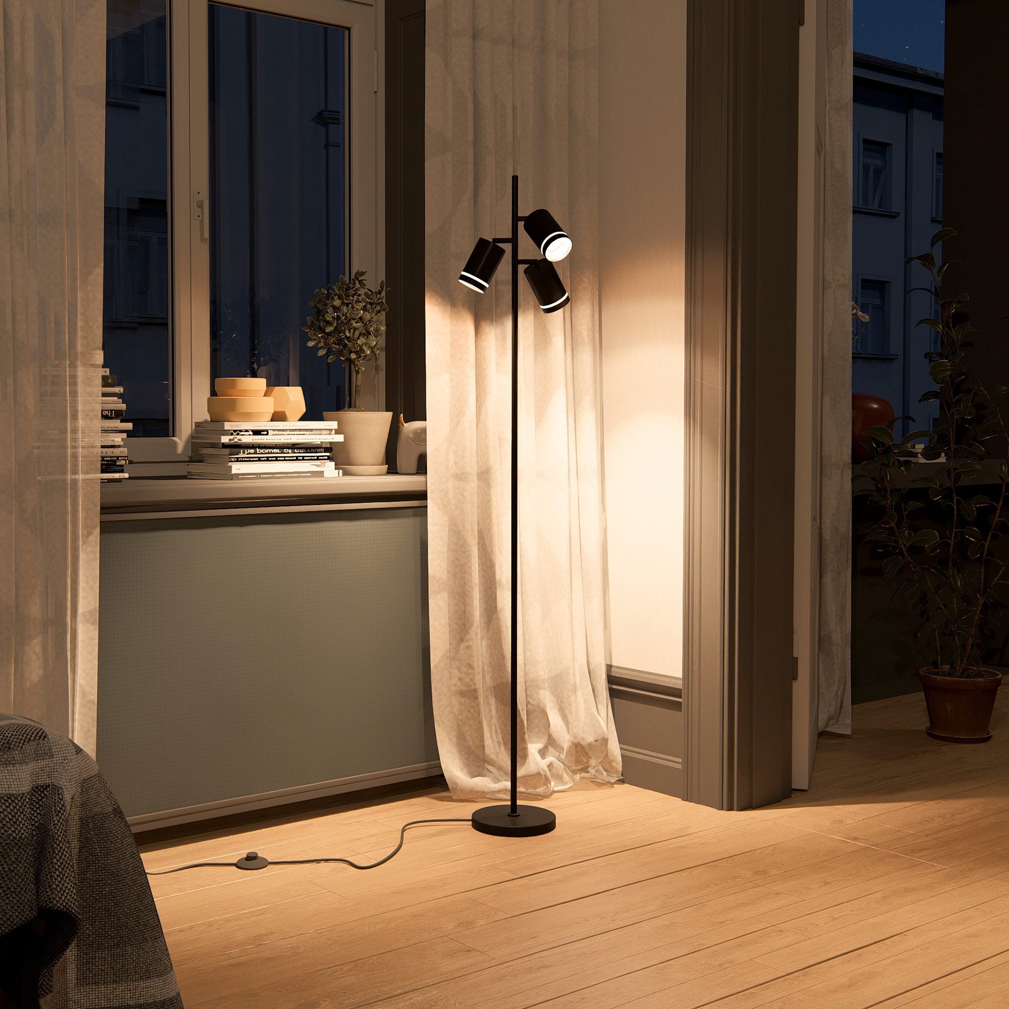 linovum LED Spiegelleuchte Stehleuchte TAVIRA 3-flammig drehbar inkl. 3x GU10 Lampen 2W warmweiß, Warmweiß