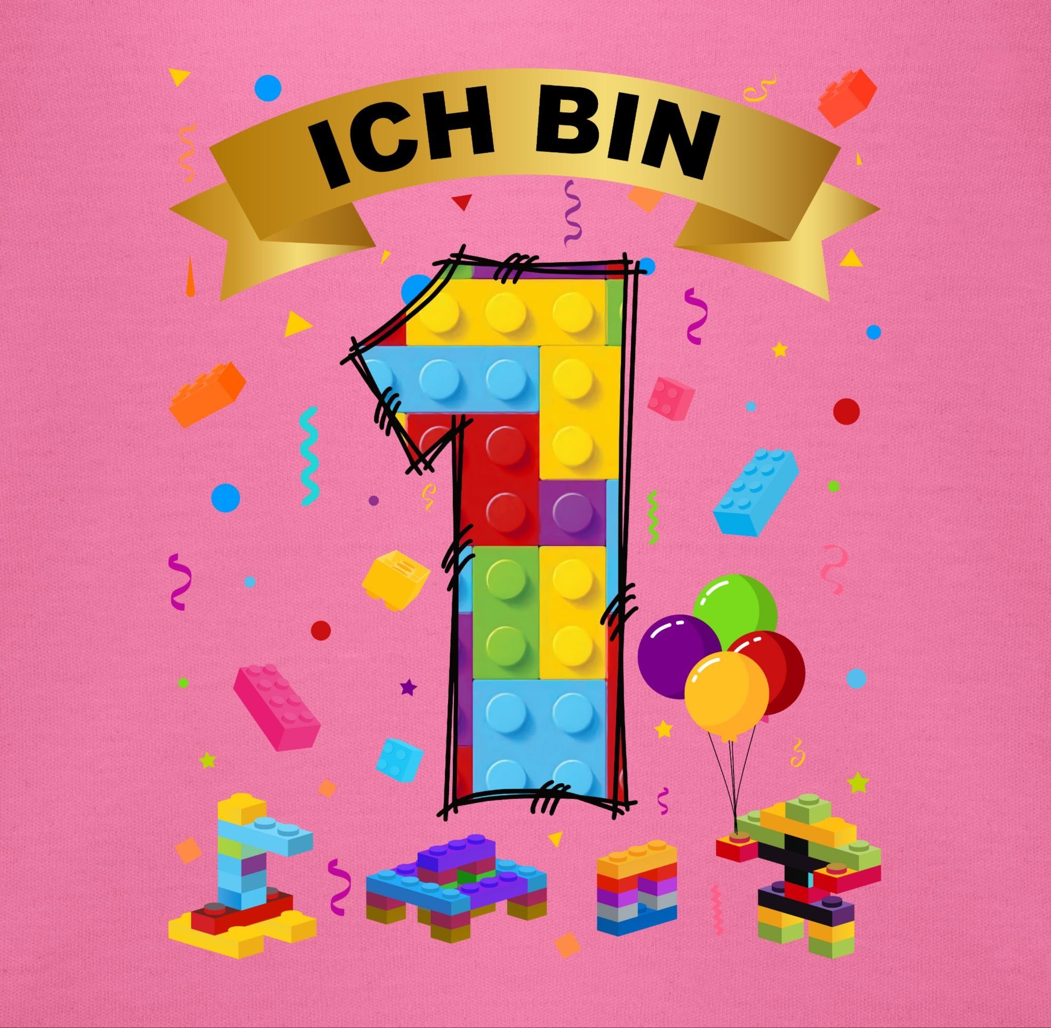 Pink Lätzchen Bausteine, Shirtracer 2 Geburtstag 1. Ich 1 bin