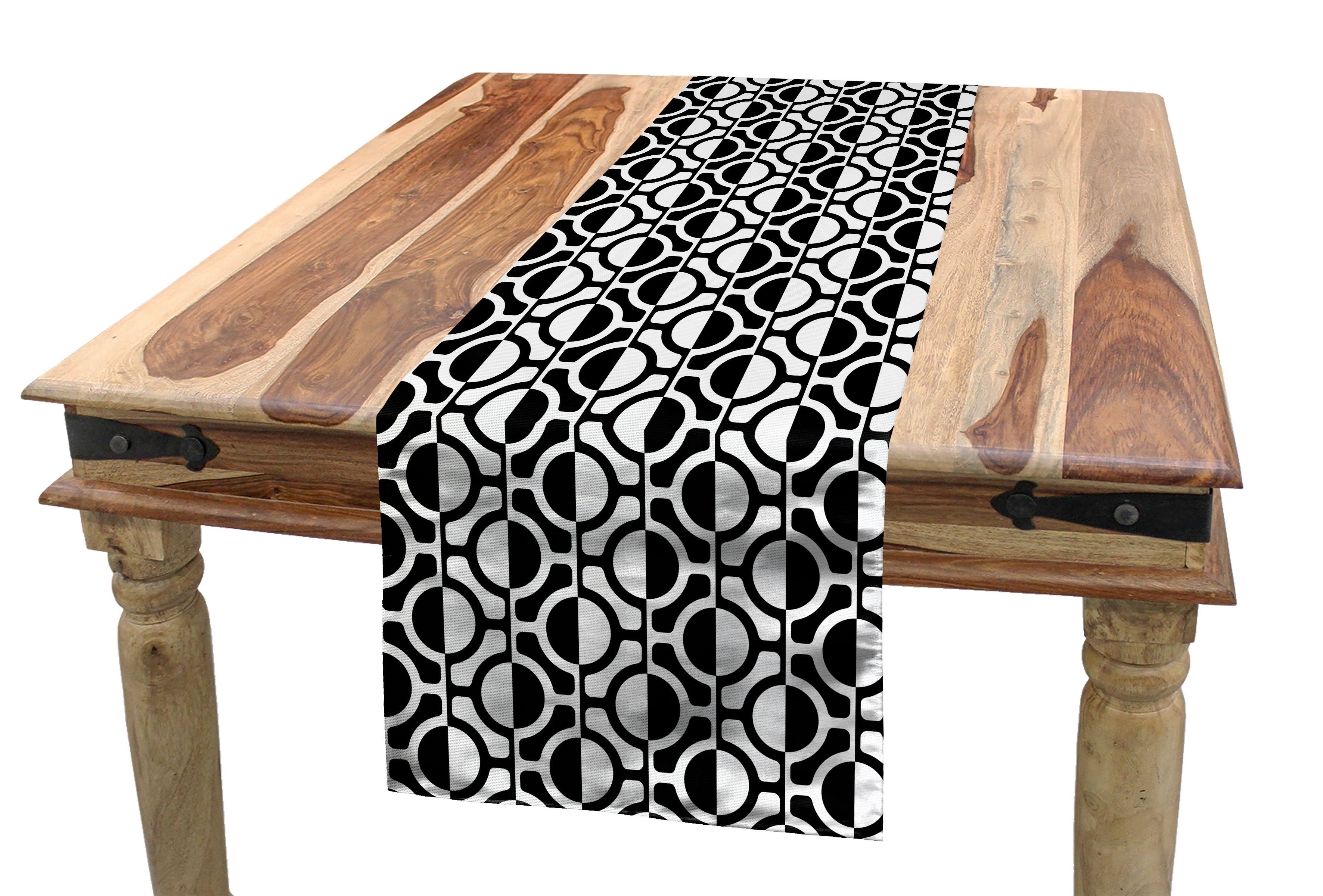 Abakuhaus Tischläufer Esszimmer Küche Rechteckiger Dekorativer Tischläufer, Schwarz und weiß Gitter-Muster