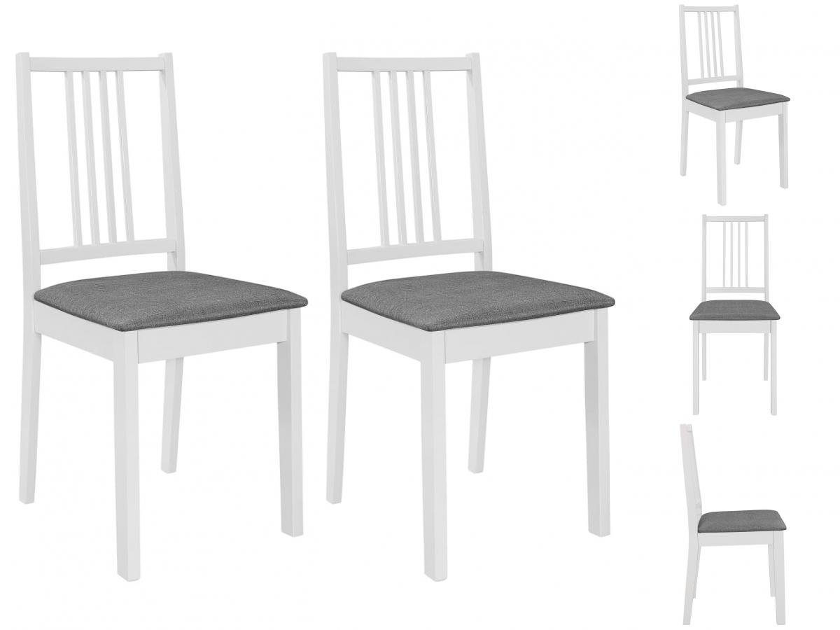 vidaXL Stuhl Esszimmerstühle mit Polstern 2 Stk Weiß Massivholz