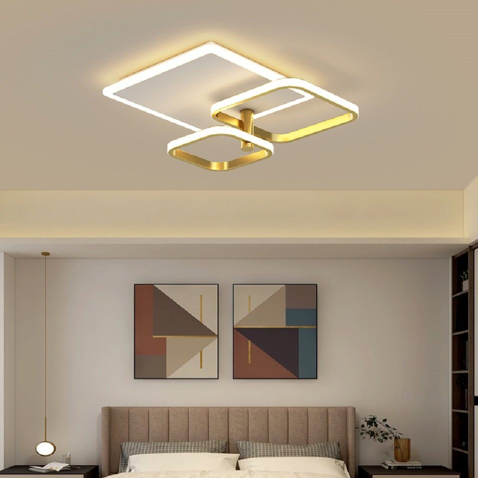 Daskoo Deckenleuchten 35W/72W Modern LED Deckenlampe mit Fernbedienung Dimmbar Wohnzimmer, LED fest integriert, Warmweiß/Neutralweiß/Kaltweiß, Stufenloses Dimmen, LED Deckenleuchte Weiß & Gold