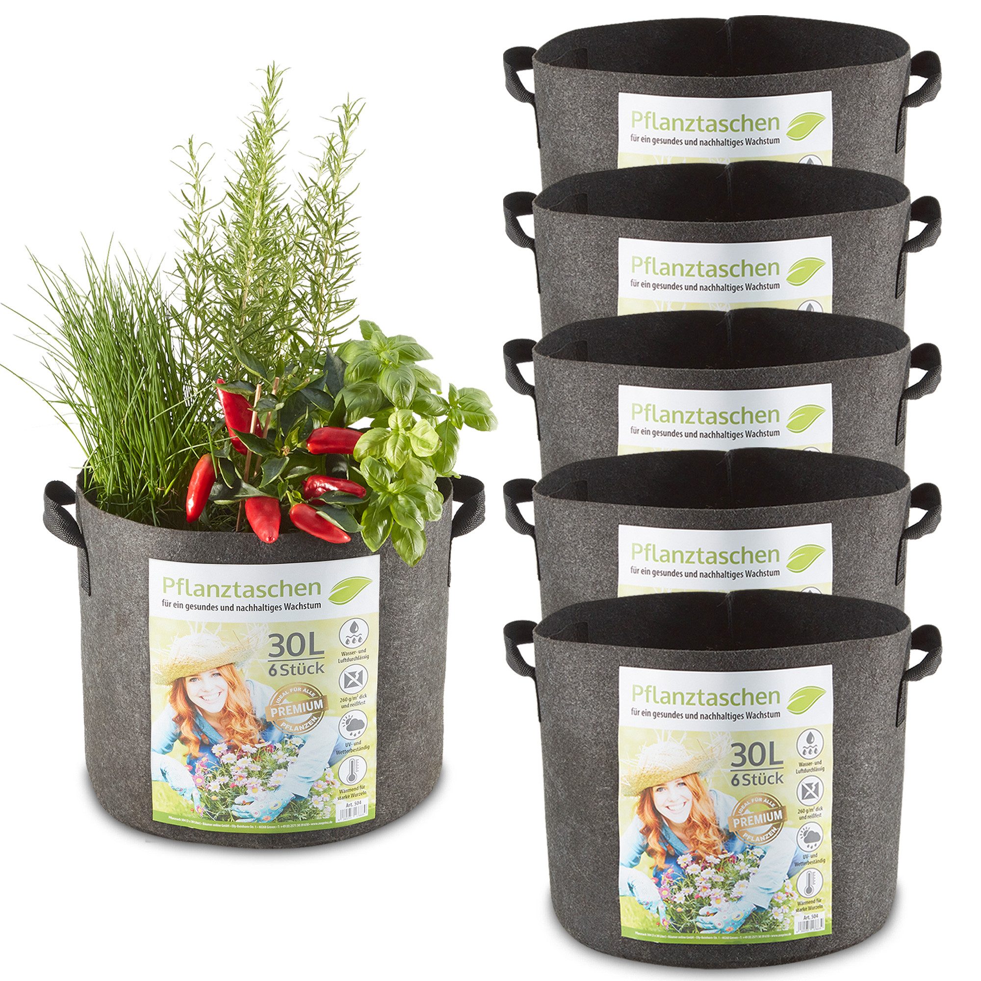 Zooprinz Pflanzkübel Pflanzsack Pflanztaschen 6er Sets 30Liter 60Liter (6 S günstig online kaufen