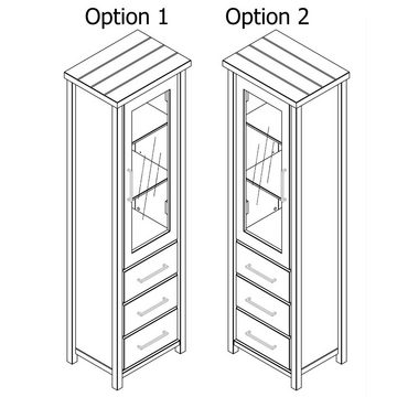 58 aufm Kessel Vitrine Vitrine Janice 56x190x40 Kiefer Holz massiv weiß 10272 (Sparset, 1-St) Griffe und Beschläge aus Metall