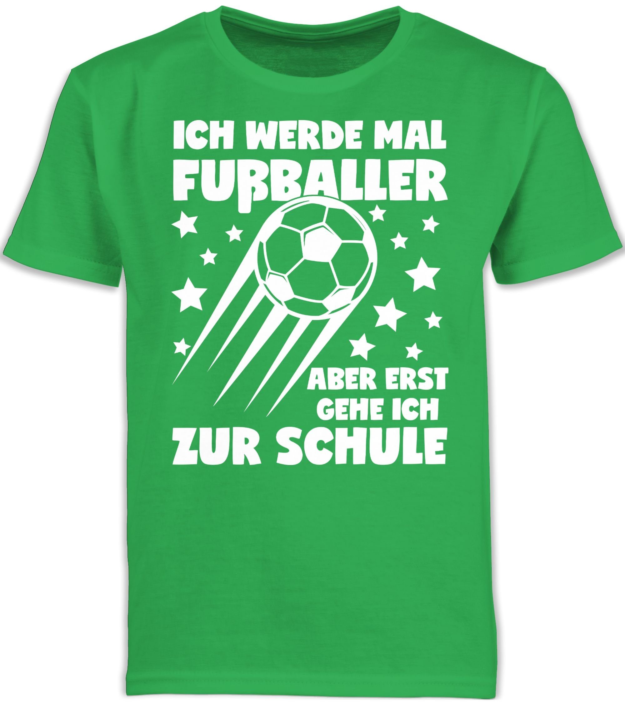 Shirtracer T-Shirt Ich werde mal Fußballer aber erst gehe ich zur Schule Einschulung Junge Schulanfang Geschenke 2 Grün | T-Shirts