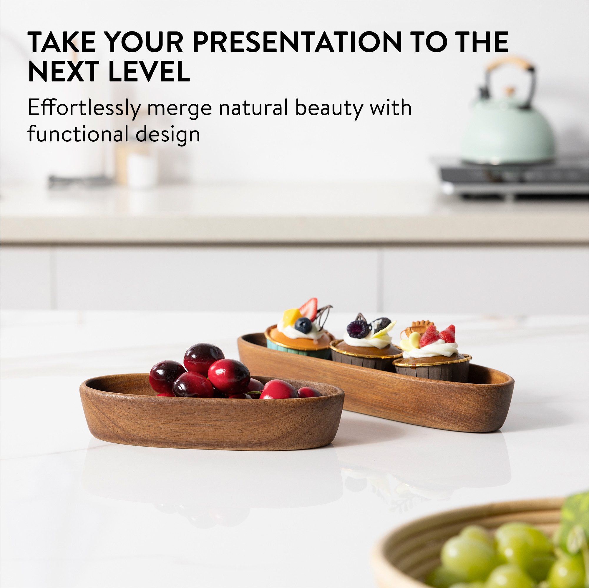 Navaris Aufbewahrungskorb 2er Set Holzschale 2x Dekoschale aus Akazienholz günstig online kaufen