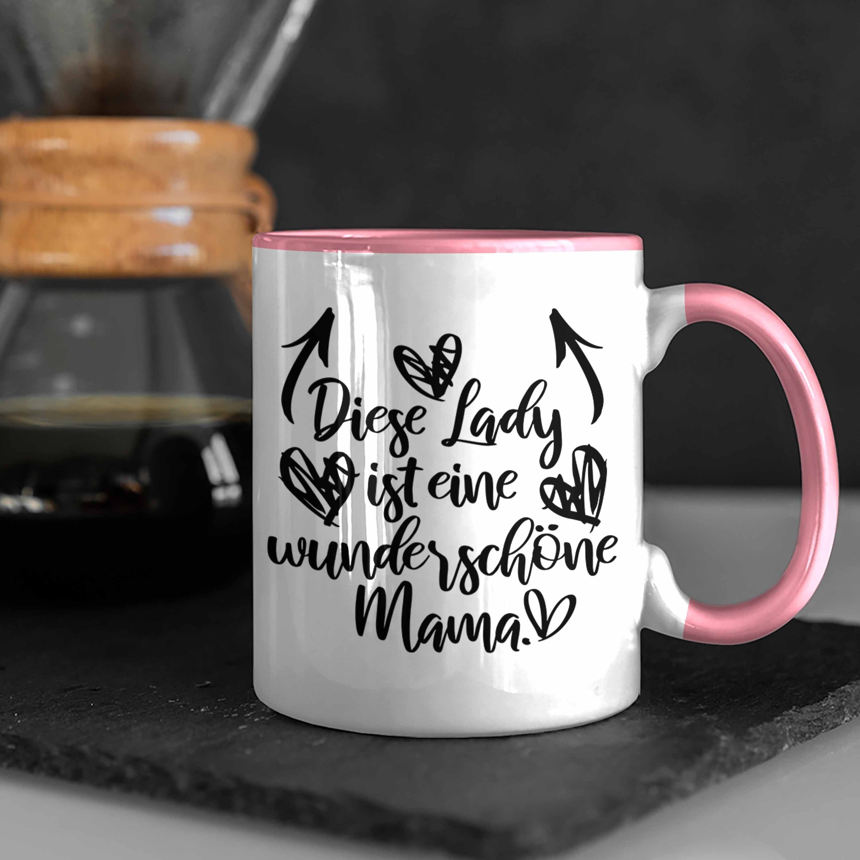 Trendation Tasse Trendation - Wunderschöne Mama Muttertag Tasse Spruch mit Geschenk Mutter Rosa Geschenkidee Kaffeetasse