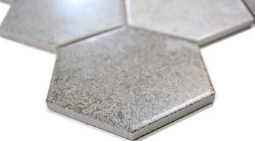 Mosani Mosaikfliesen Hexagonale Sechseck Mosaik Fliese Keramik grau XL Küche WC Bad