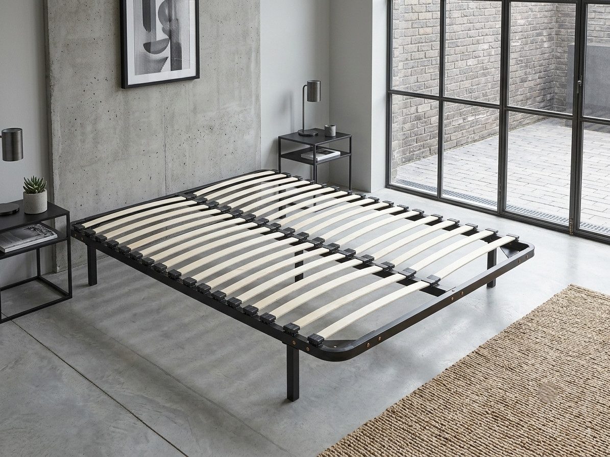 Xlmoebel Polsterbett Stabiler Metallbettrahmen mit Lattenrost 180x190 Doppelbett Sofort (1-tlg), Ein stabiler Metallrahmen mit Holzlatten für einen angenehmen Schlaf